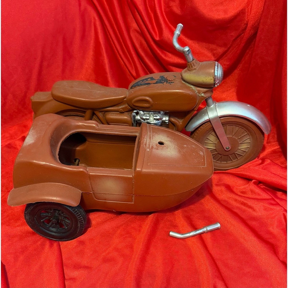 Vintage GI Joe Motorcycle with Sidecar Hasbro Action Figure Vehicle Brown Silver